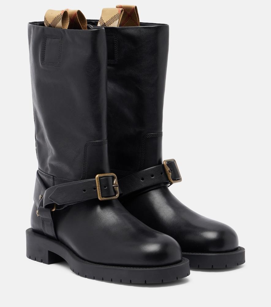 burberry soft saddle leather mid-calf boots