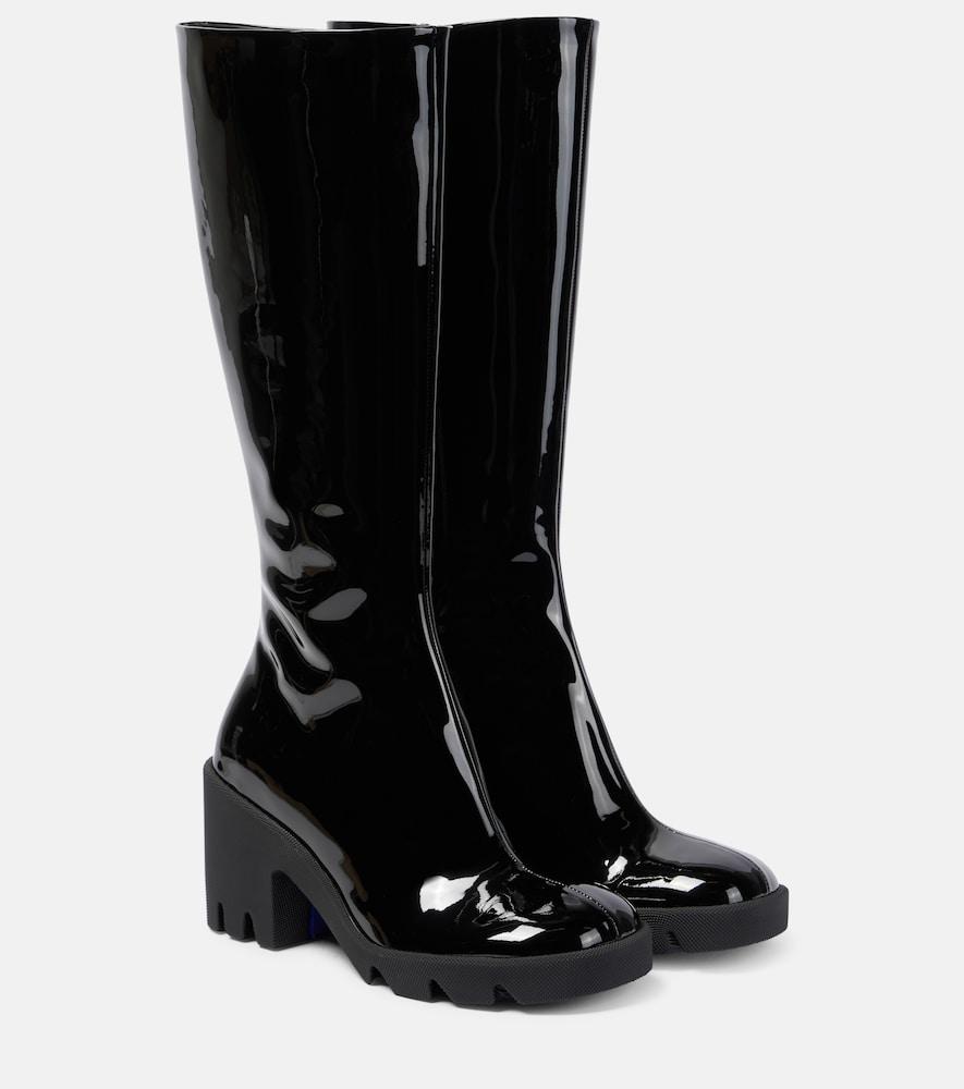 burberry stride patent leather knee-high boots