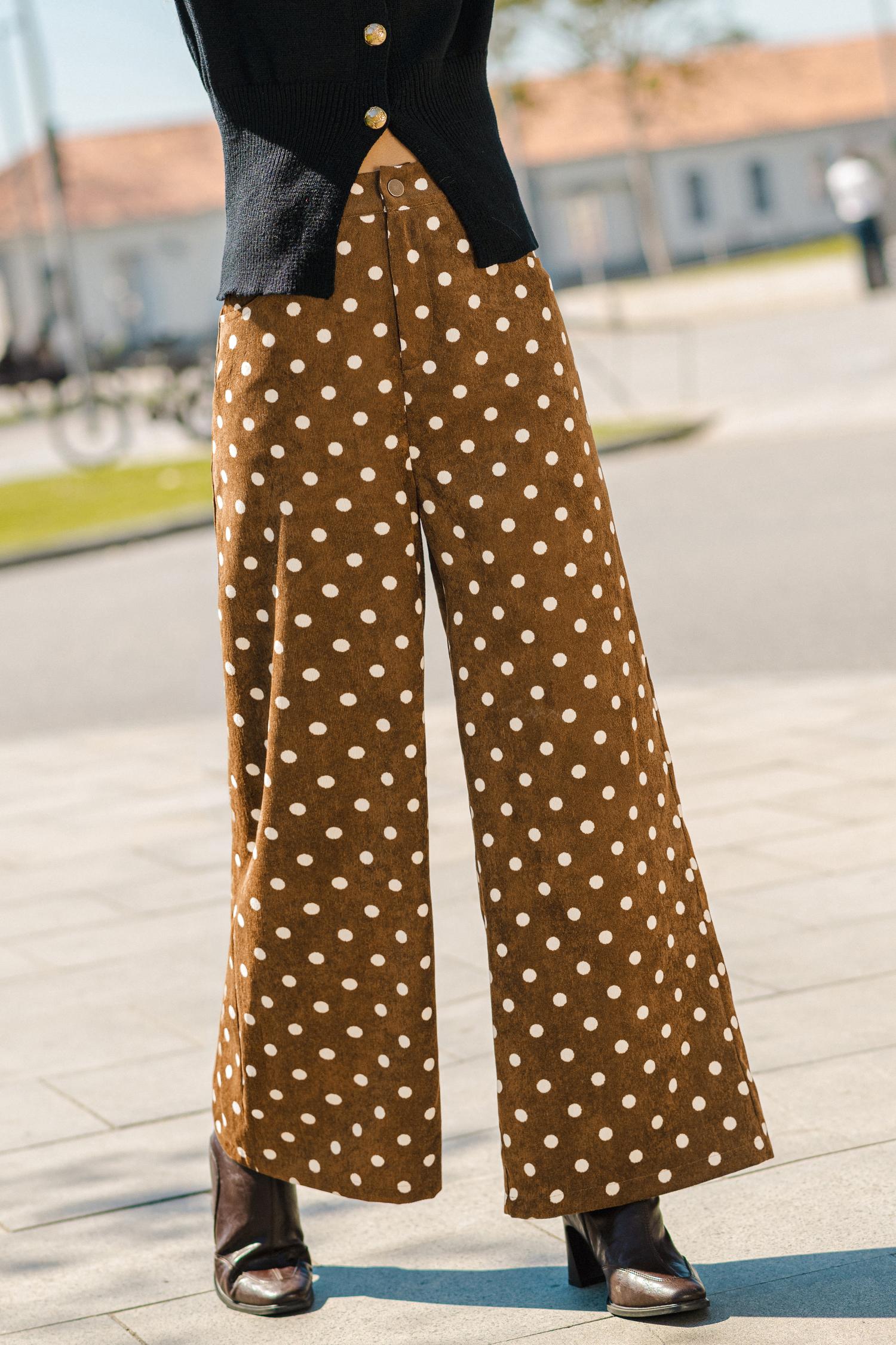 burnt sugar polka dot pants - l