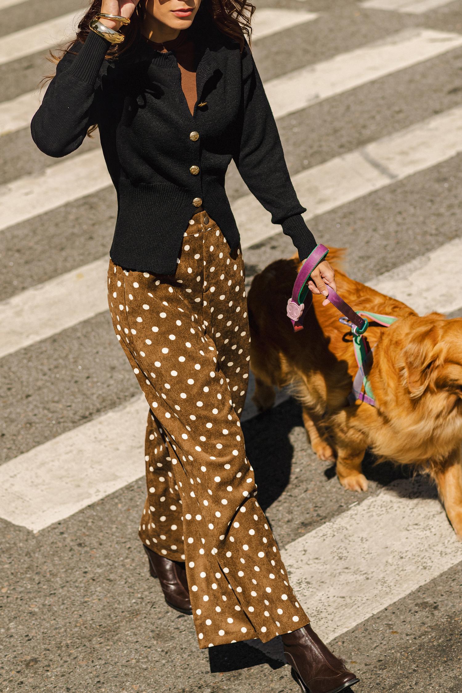 burnt sugar polka dot pants - l