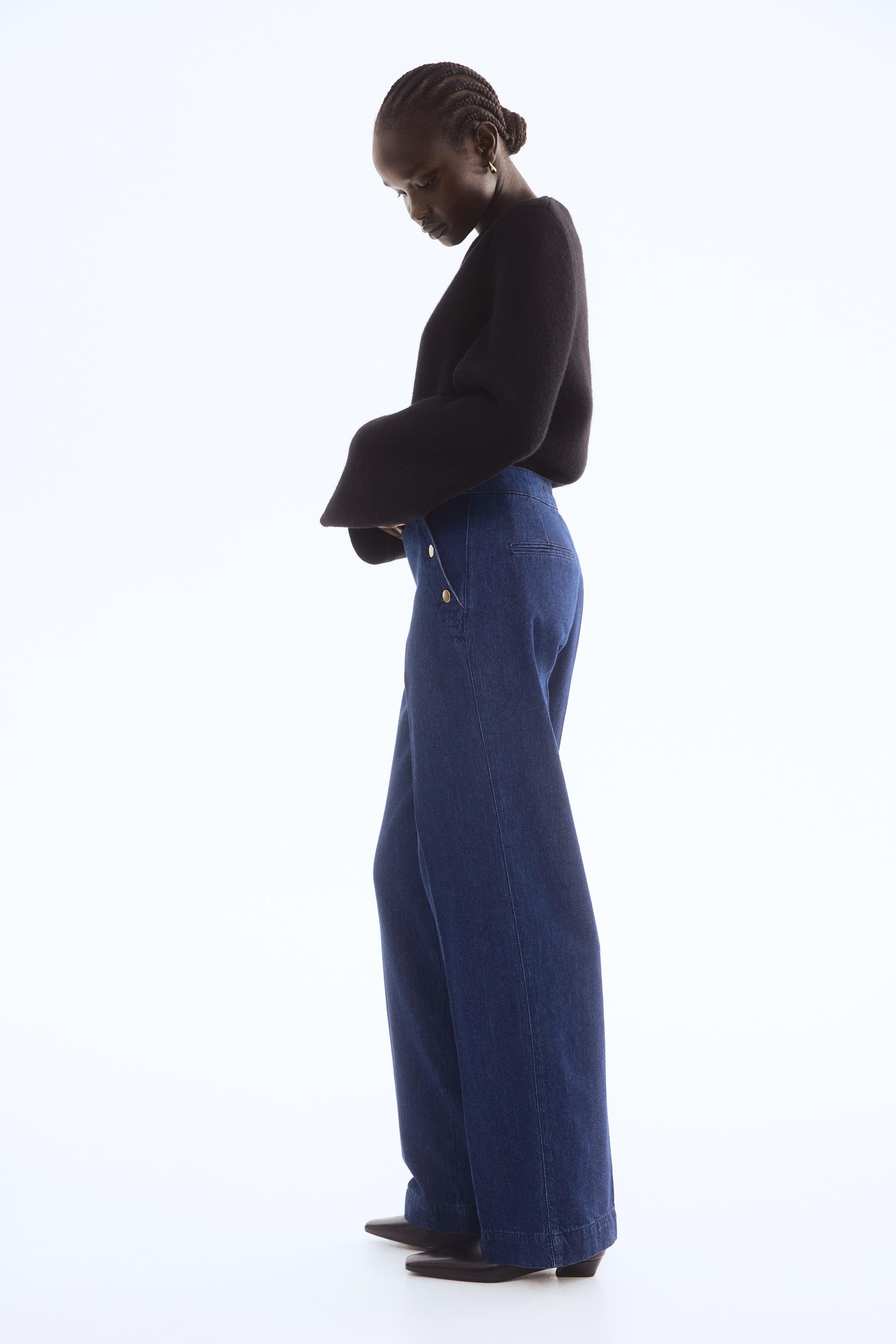 button-detail denim pants
