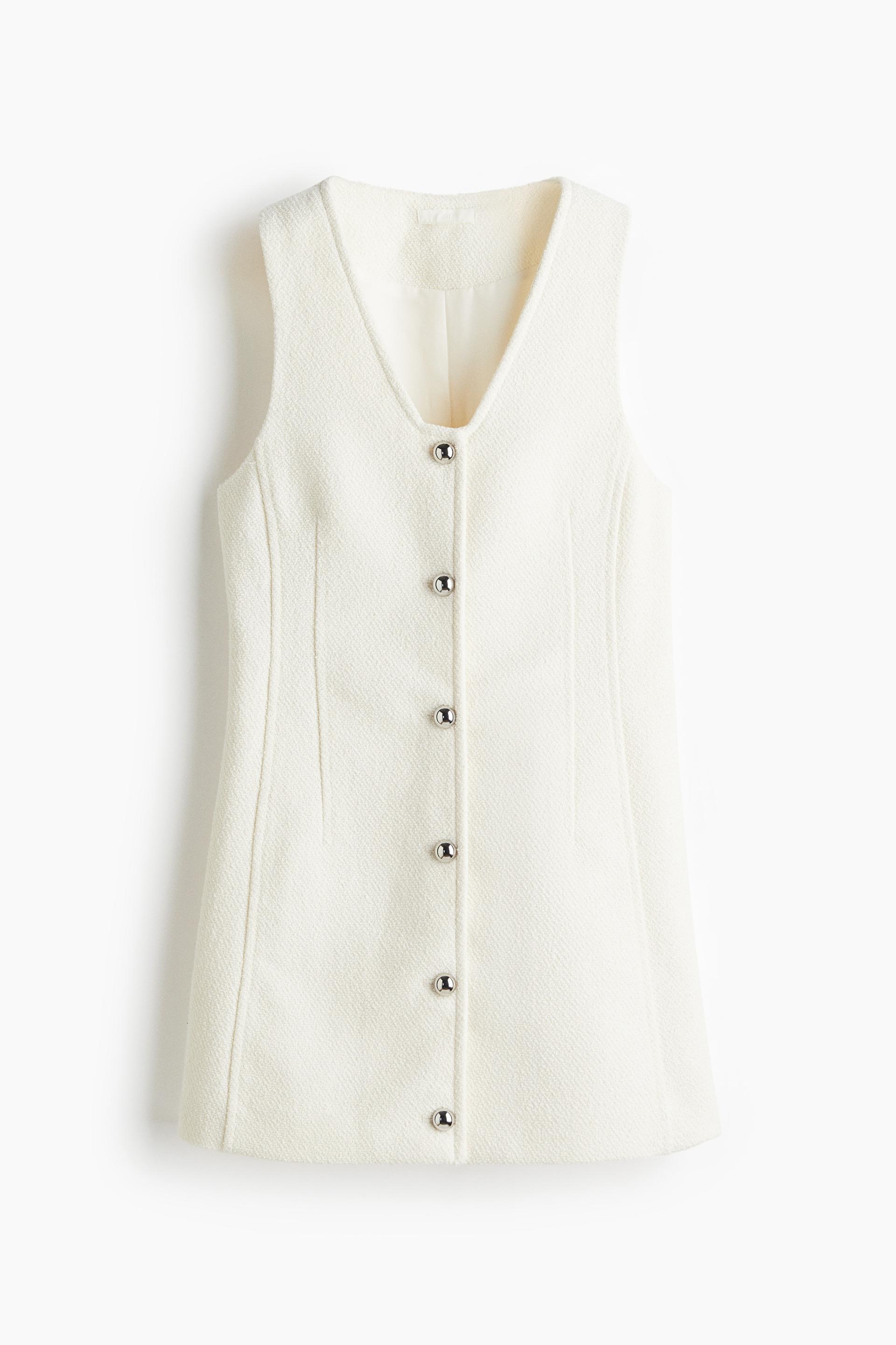 button-front bouclé dress