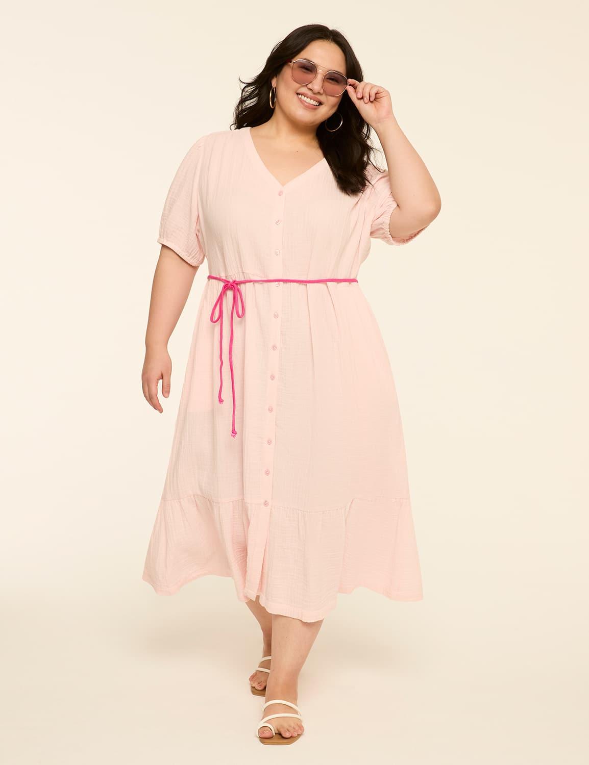 button-front maxi dress