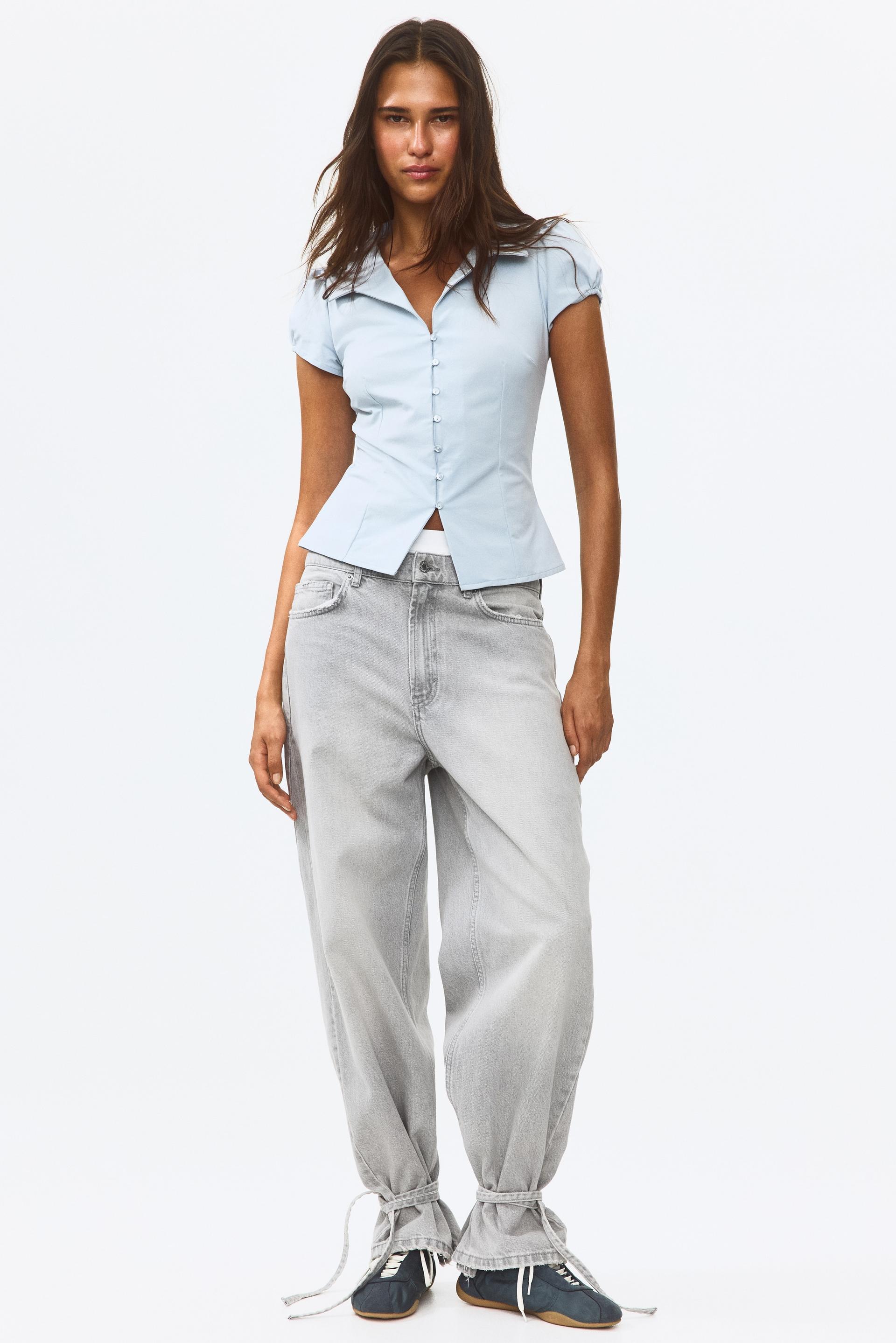button-front top with collar