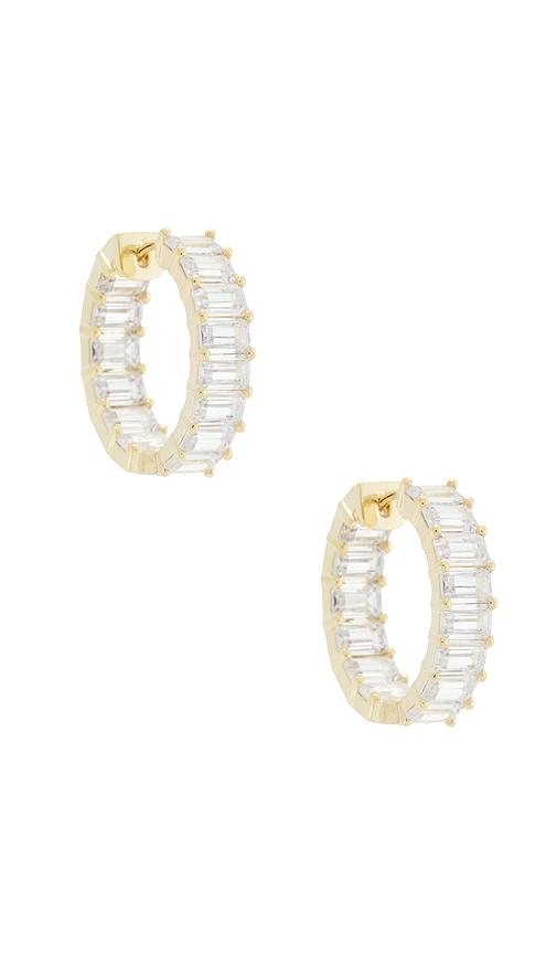 by adina eden baguette hoop earring in metallic gold.