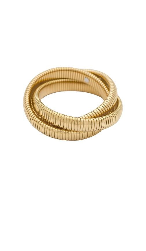 by adina eden chunky triple intertwined snake bracelet in metallic gold.