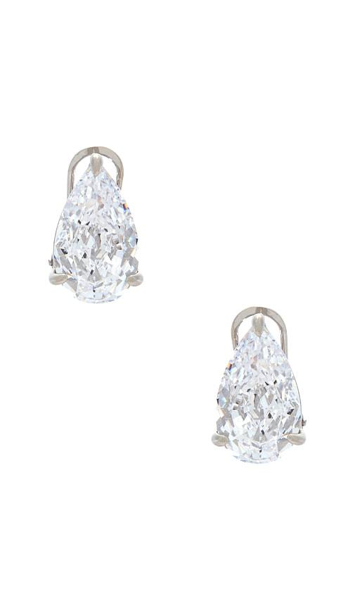 by adina eden cz fancy pear stud earring in metallic silver.
