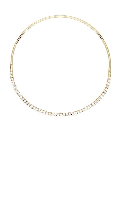 by adina eden cz half tennis collar choker in metallic gold.