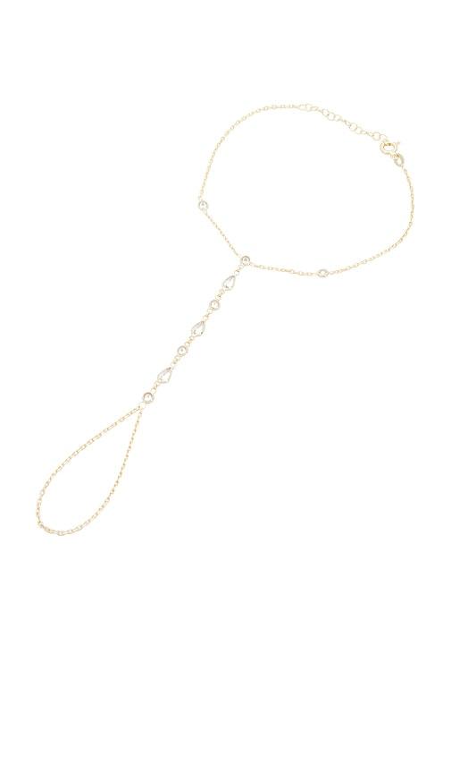 by adina eden cz multi-shape stone hand chain bracelet in metallic gold.