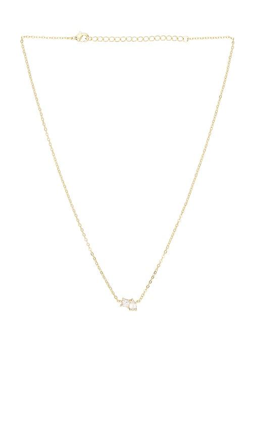 by adina eden cz princess cut x baguette pendant necklace in metallic gold.