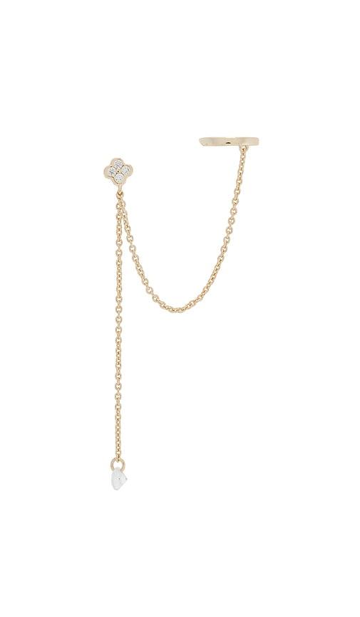 by adina eden floating chain stud x ear cuff in metallic gold.