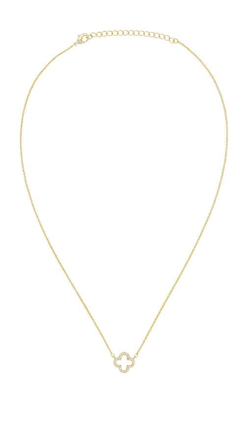 by adina eden pave outlined four leaf clover necklace in metallic gold.