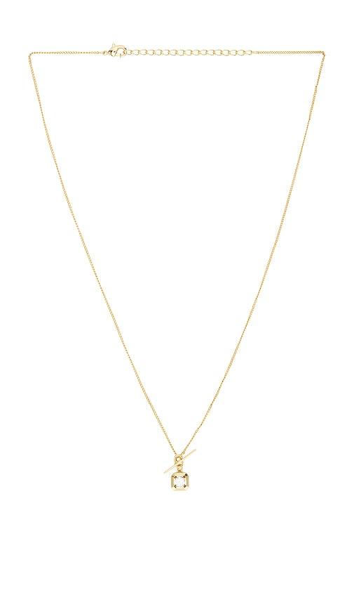 by adina eden square solitaire stone toggle charm necklace in metallic gold.