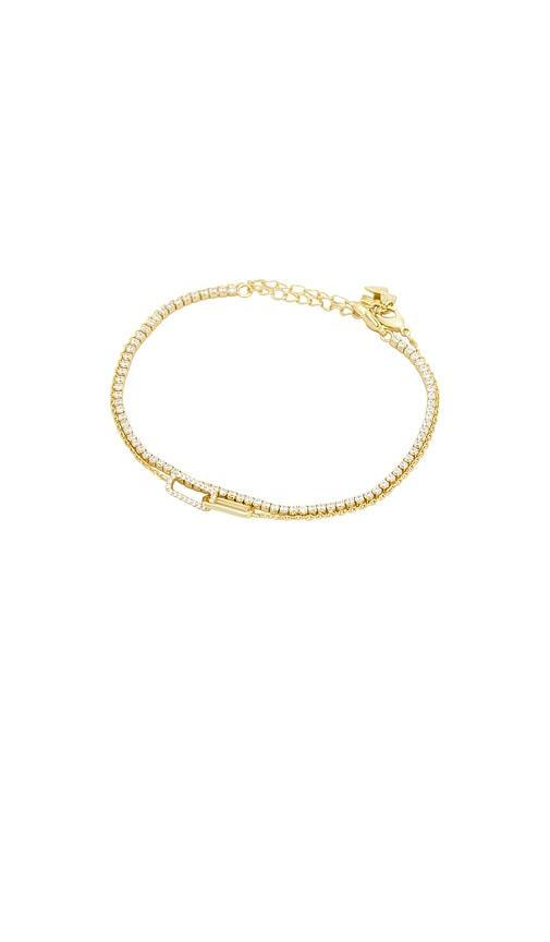by adina eden tennis & paperclip pave bracelet combo set in metallic gold.