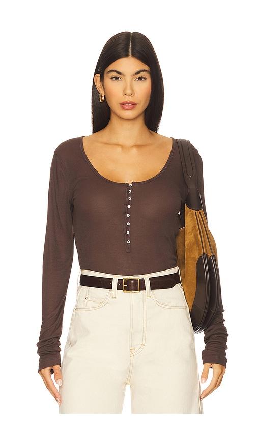 by malene birger majka bodysuit in chocolate. - size l (also in m, s)