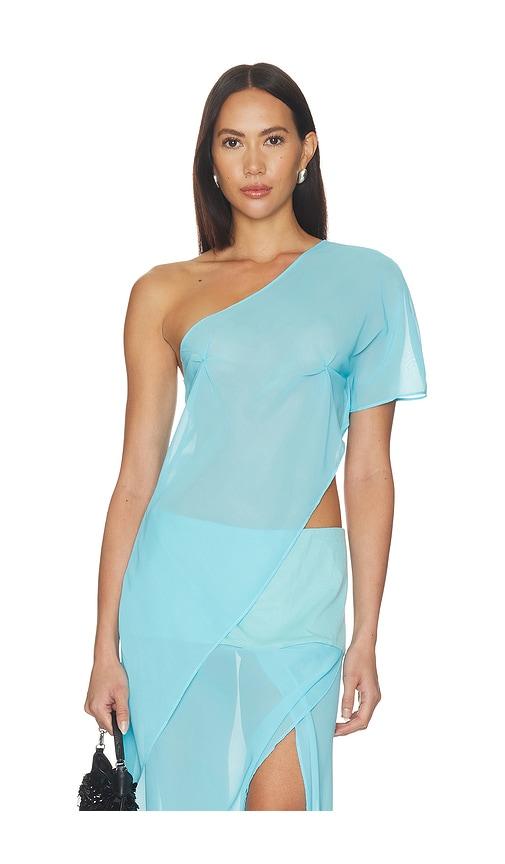 by.dyln marilyn sheer top in blue. - size l (also in m, s, xs)