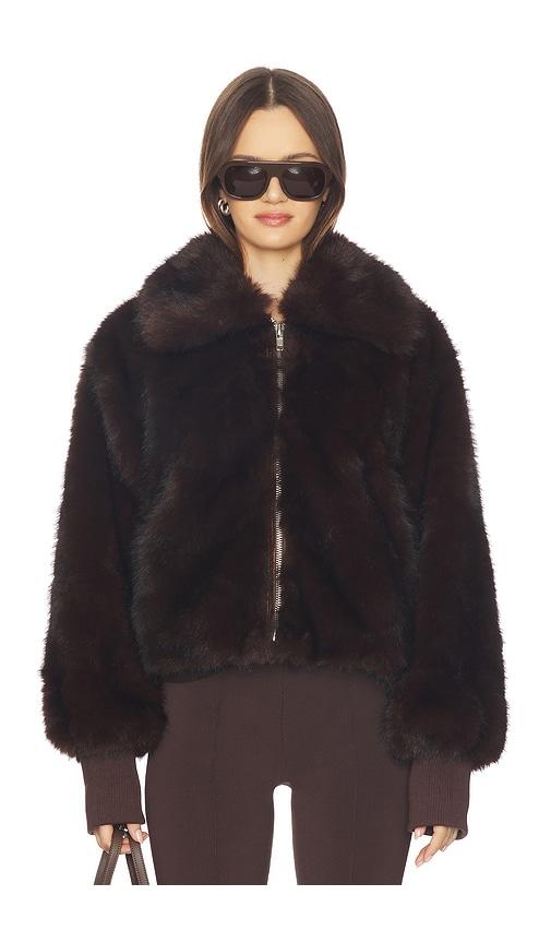 by.dyln reese faux fur bomber jacket in chocolate. - size l (also in xs, s, m, xl)