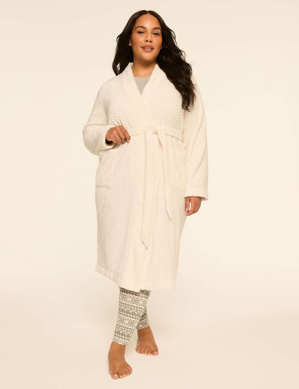 cable knit fleece robe