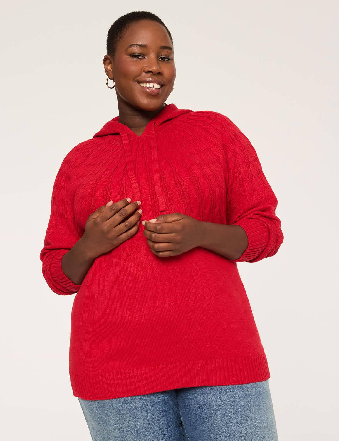 cable knit hoodie sweater