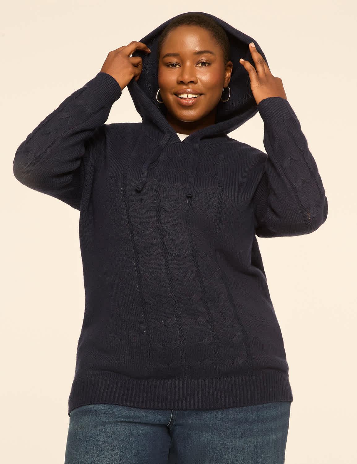 cable knit hoodie sweater