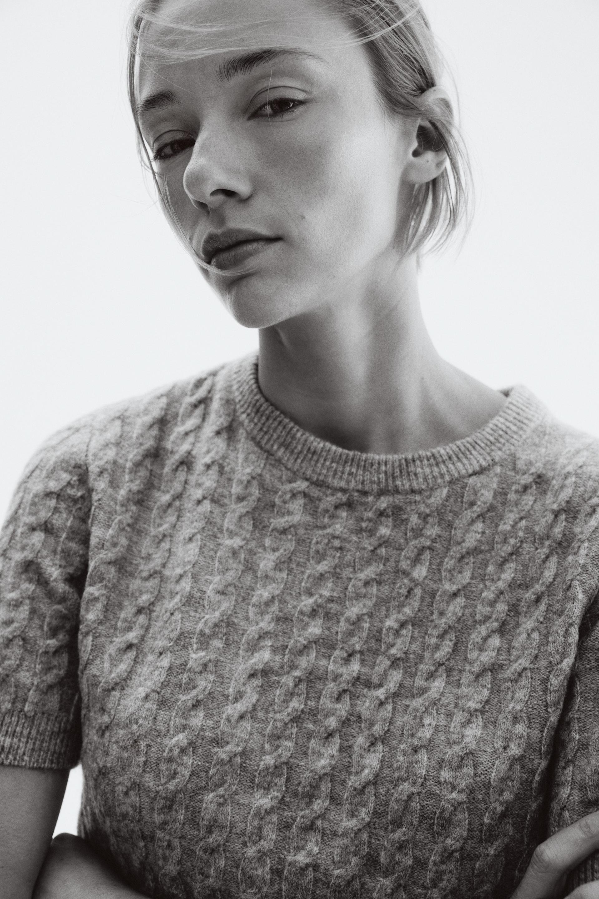 cable-knit sweater
