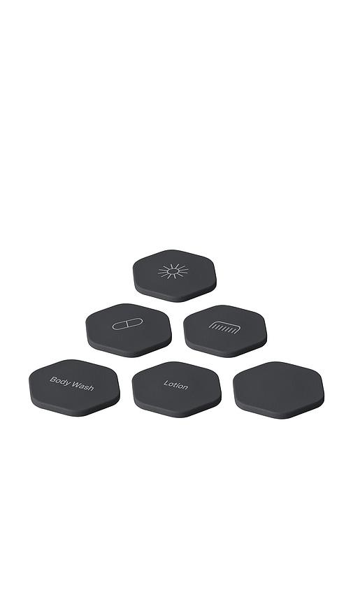 cadence set of 6 tiles in charcoal.