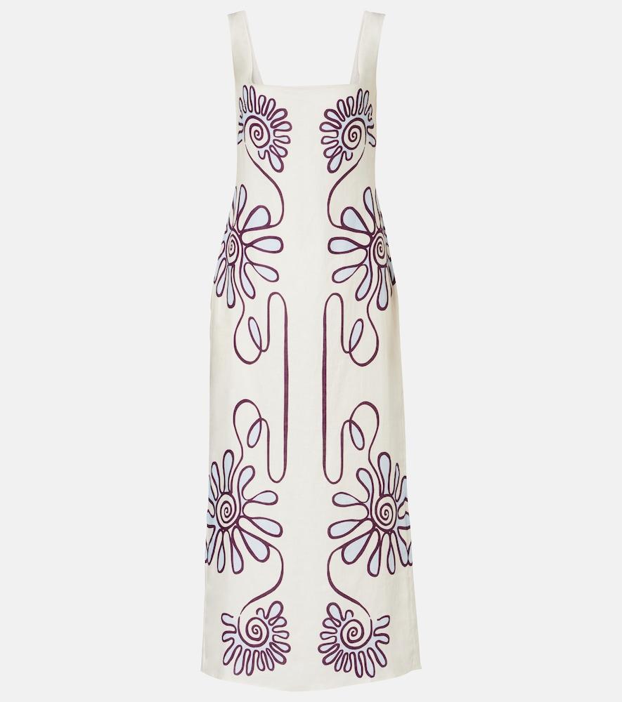 cala de la cruz amaranta printed linen midi dress