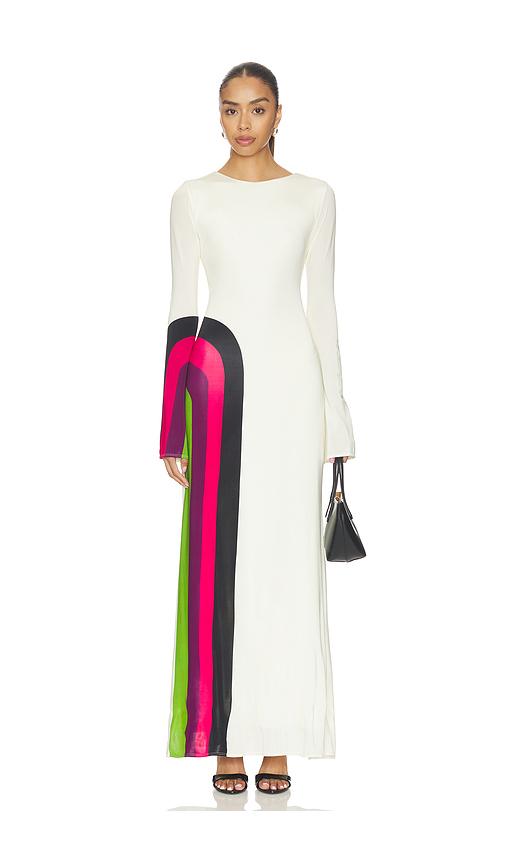 cala de la cruz amay dress in cream,fuchsia. - size m (also in xs, s)