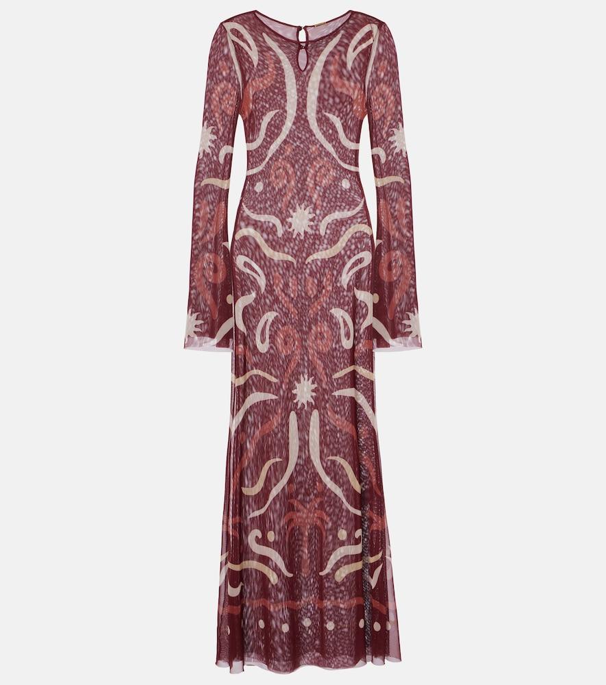 cala de la cruz amay printed mesh maxi dress