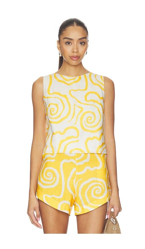 cala de la cruz avelino top in yellow,white. - size m (also in xs, s, xl)