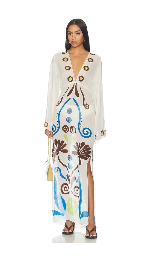 cala de la cruz aysha kaftan dress in blue. - size l (also in xs)