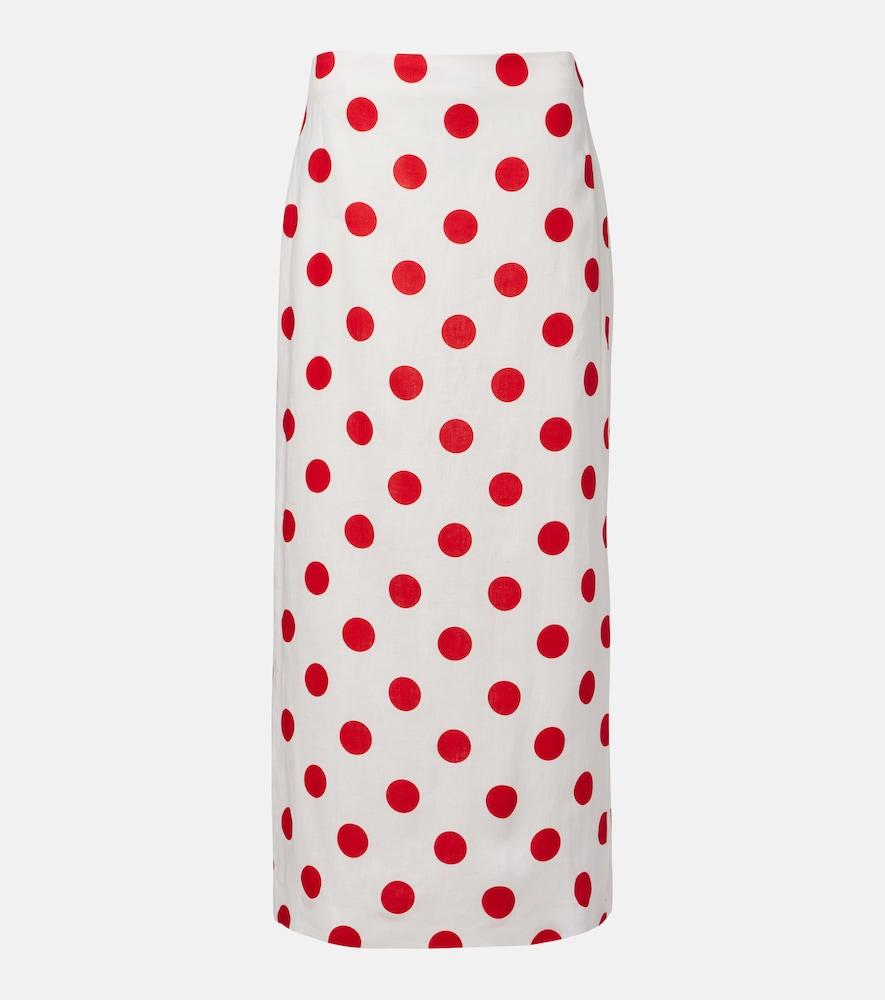 cala de la cruz bruna polka-dot linen maxi skirt