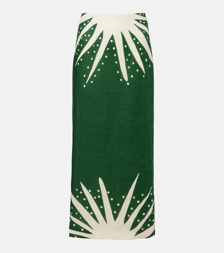 cala de la cruz bruna printed linen midi skirt