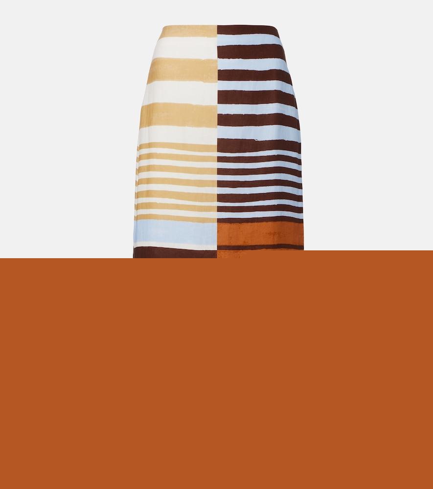 cala de la cruz bruna striped linen midi skirt