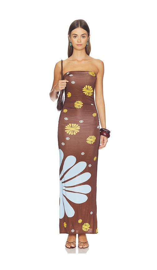 cala de la cruz daphne dress in brown. - size l (also in xs, s, m)