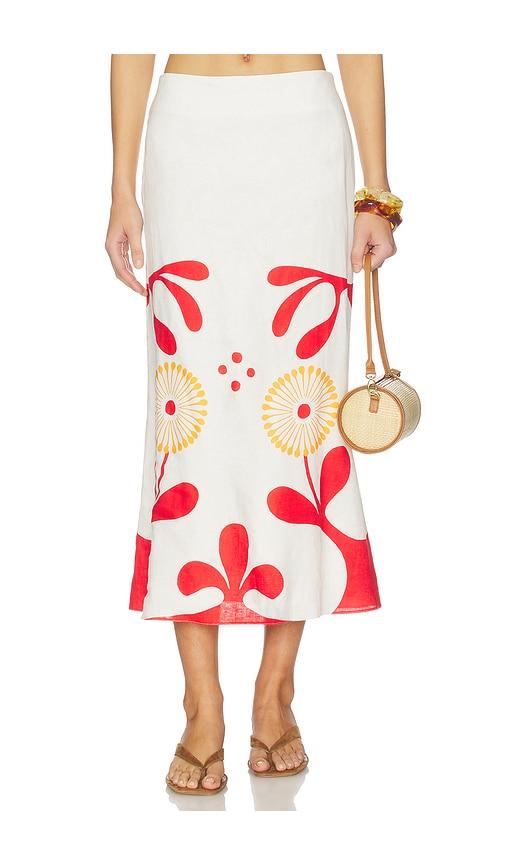 cala de la cruz fabiana skirt in red, white. - size l (also in s)