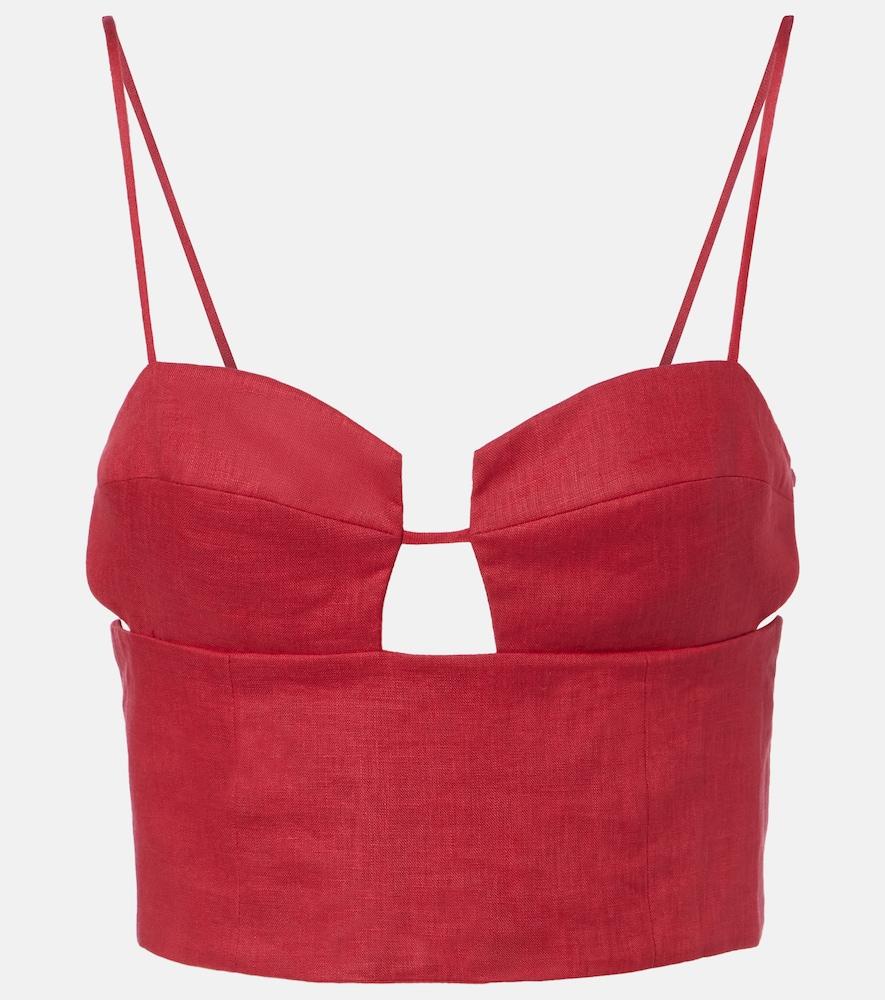 cala de la cruz imperia cutout linen crop top
