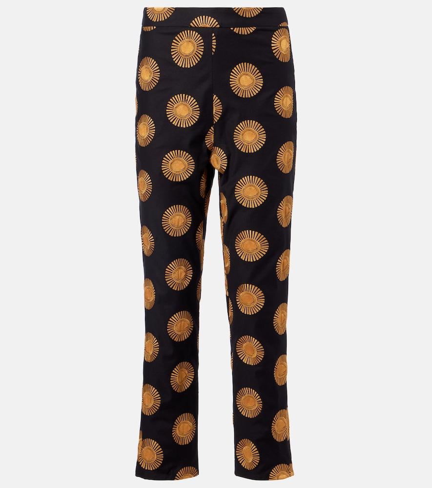 cala de la cruz isola printed cotton-blend straight pants