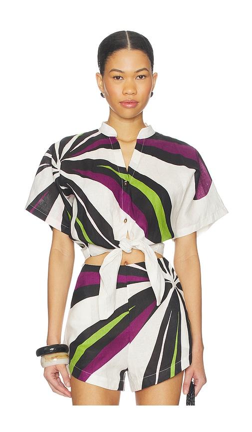 cala de la cruz leroy top in white, purple. - size m (also in s, xl)