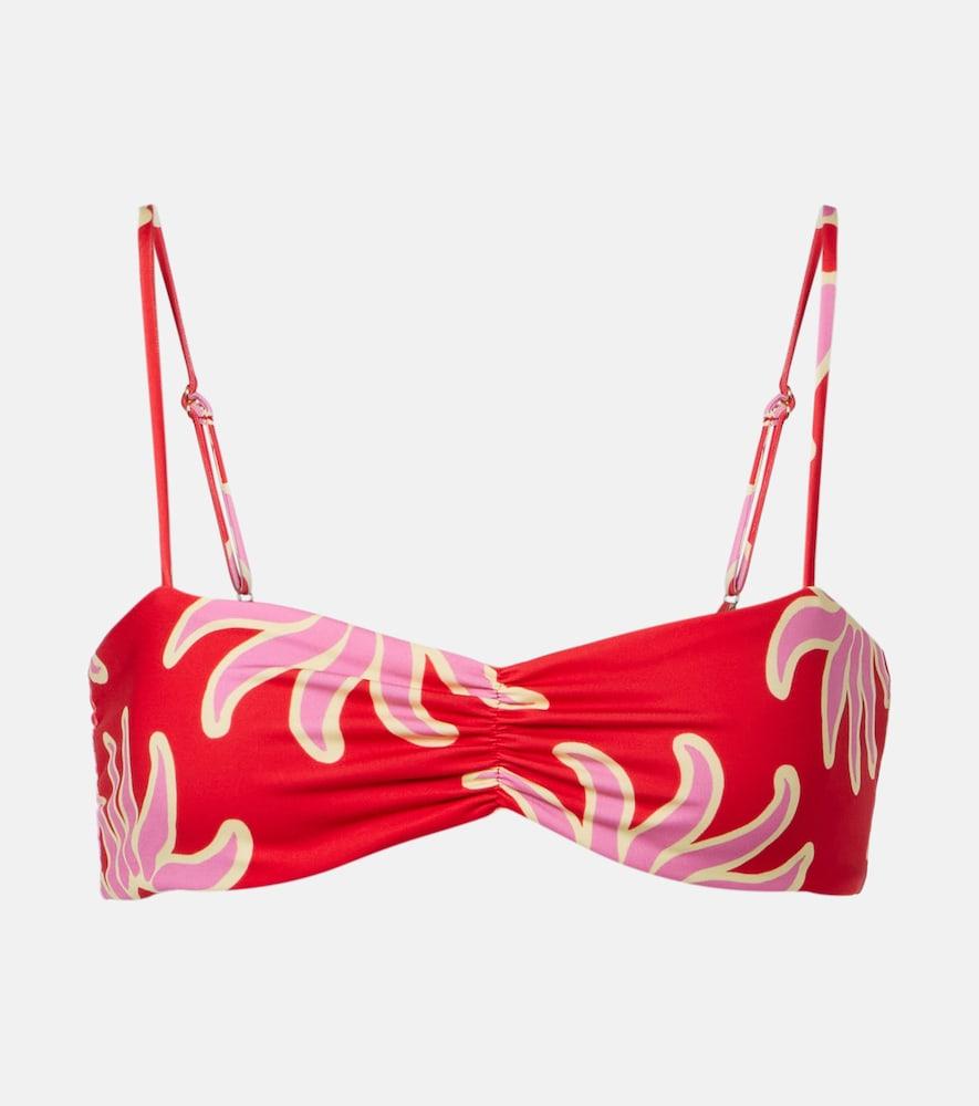 cala de la cruz lilo printed ruched bikini top