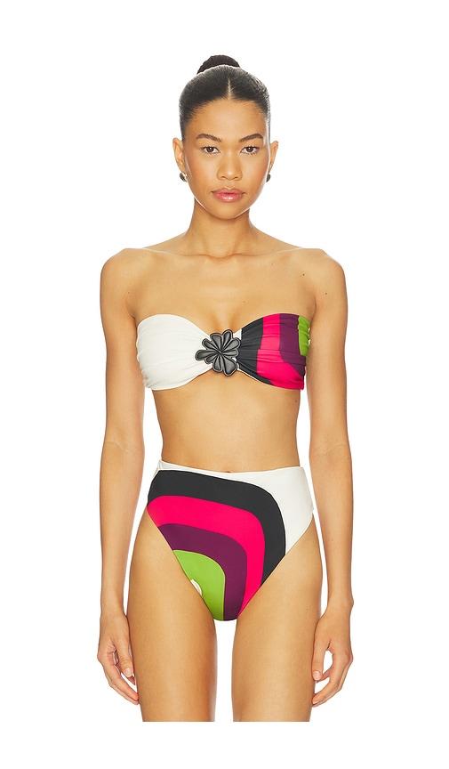 cala de la cruz maple bikini top in white,fuchsia. - size m (also in s, xs)