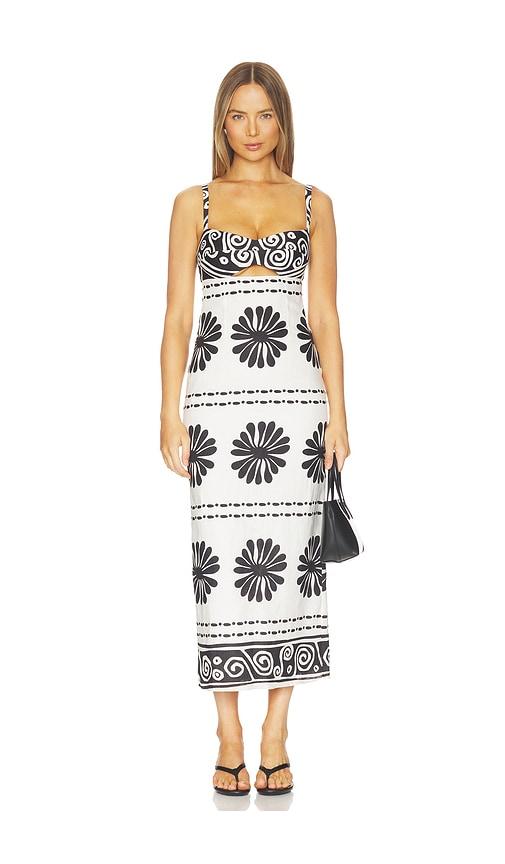 cala de la cruz nara dress in white,black. - size l (also in xs, s, m)