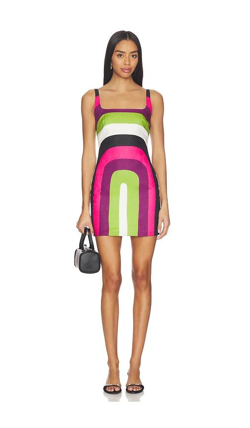 cala de la cruz siela dress in green,pink. - size m (also in s, xl)