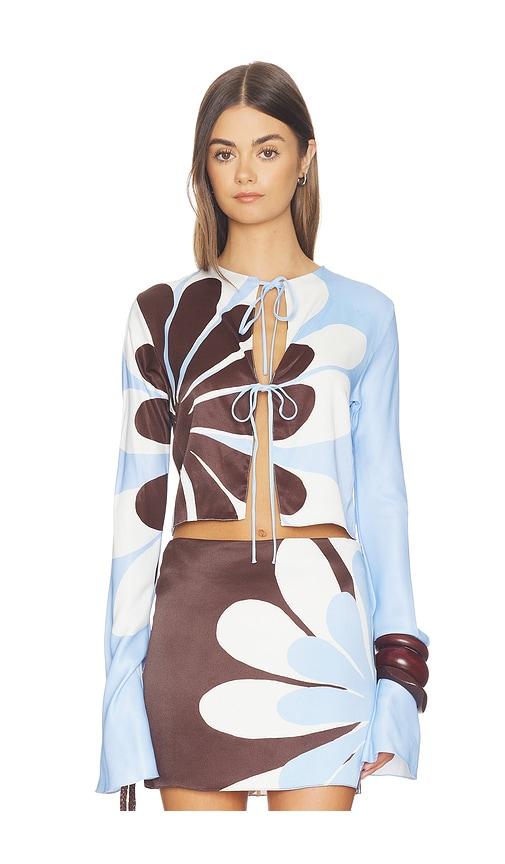 cala de la cruz sina top in brown,blue. - size l (also in xs, s, m)