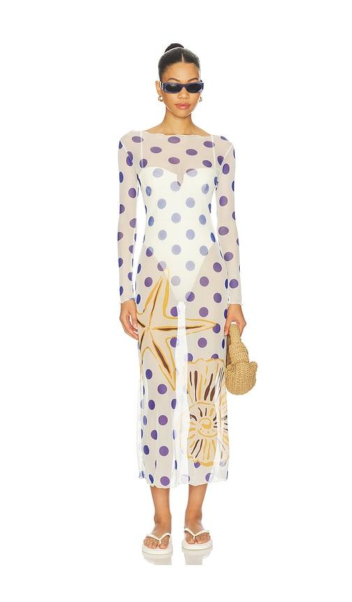 cala de la cruz ursa dress in white,royal. - size l (also in xl)