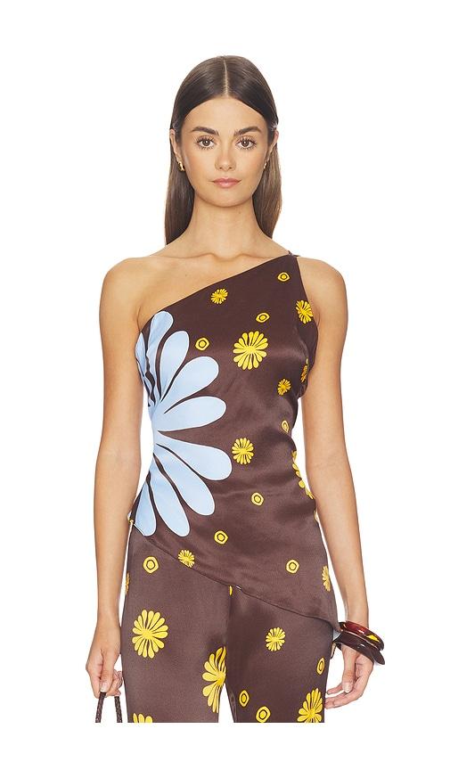 cala de la cruz zharit top in brown,blue. - size m (also in xs, s)