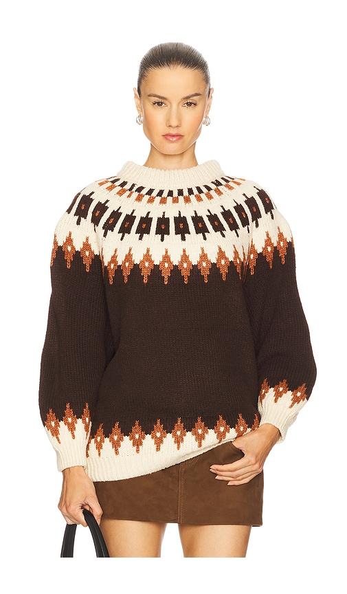 callahan kathleen fair isle pullover in chocolate. - size l (also in xs)