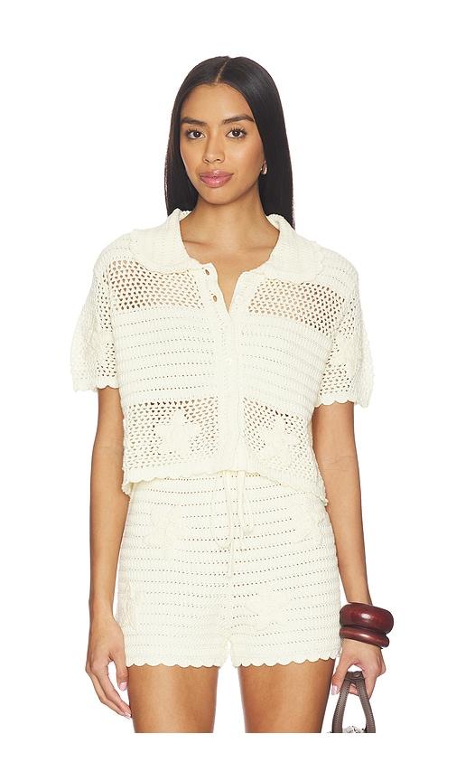 callahan patrick polo top in cream. - size l (also in s, xs, m)