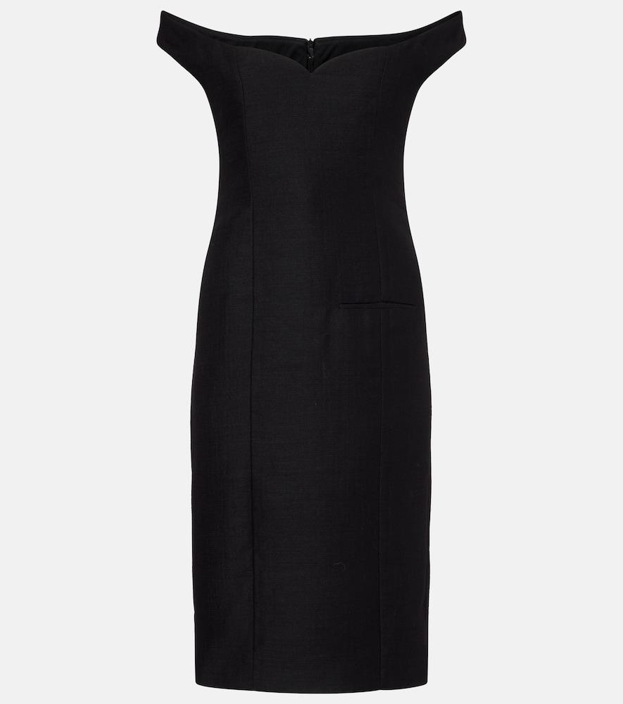 calvin klein collection bonny wool and linen-blend midi dress