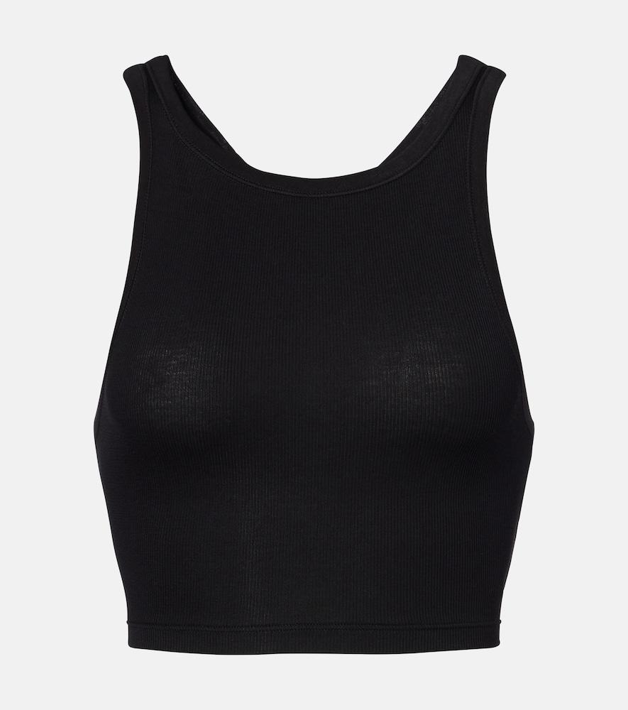 calvin klein collection pamela ribbed-knit cotton-blend crop top